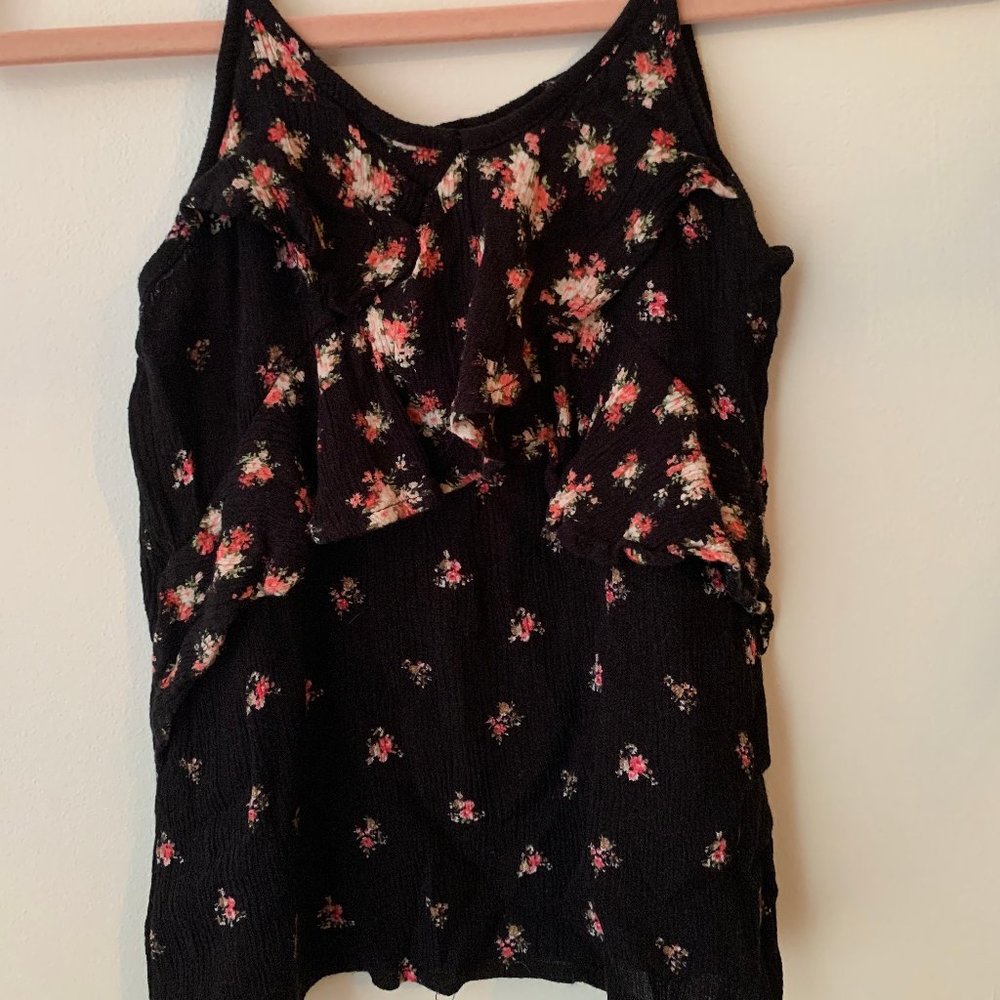 Full Tilt tank top with flowers and ruffles